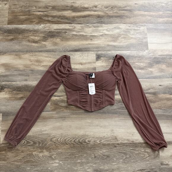 Windsor Glitter Corset Top Dusty Mauve – Size Small NWT Long Sleeve Blouse - Picture 1 of 4